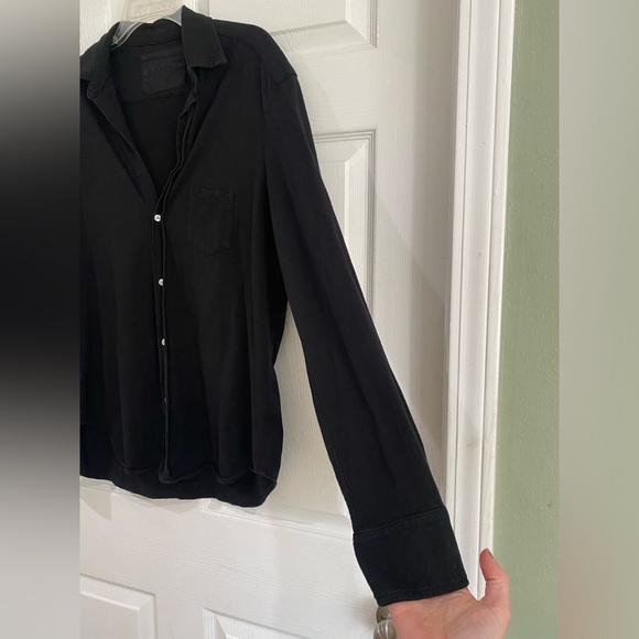 Frank and Eileen Button Down Shirt Black Womens Medium Long Sleeve Knit Tee Lab - Picture 3 of 12